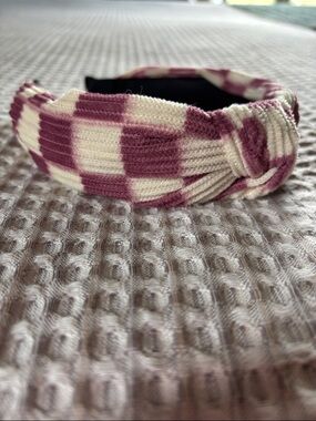 Purple checkered corduroy knot headband
